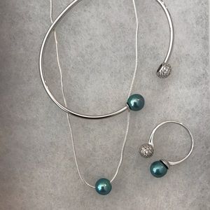 Sterling silver Cinderella blue pearl set.